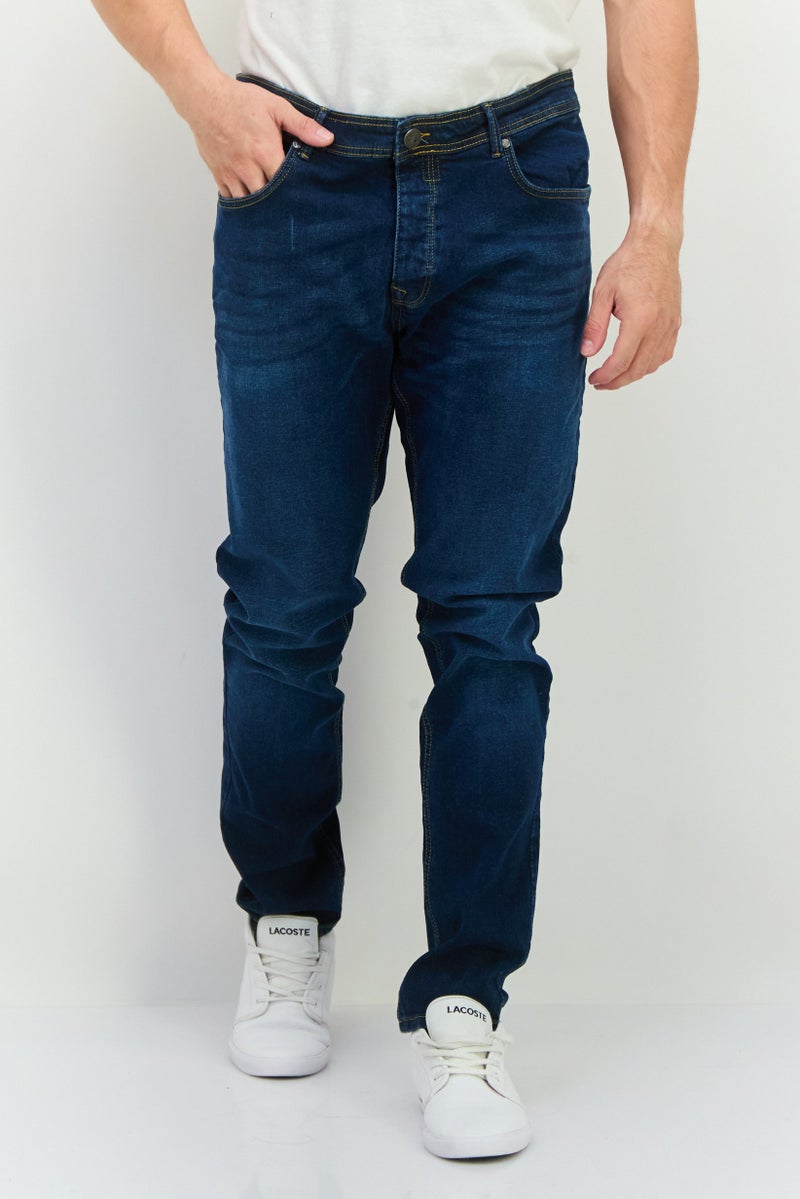 CROSSHATCH جينز دنيم مغسول للرجال بقصة عادية، أزرق - Image 1