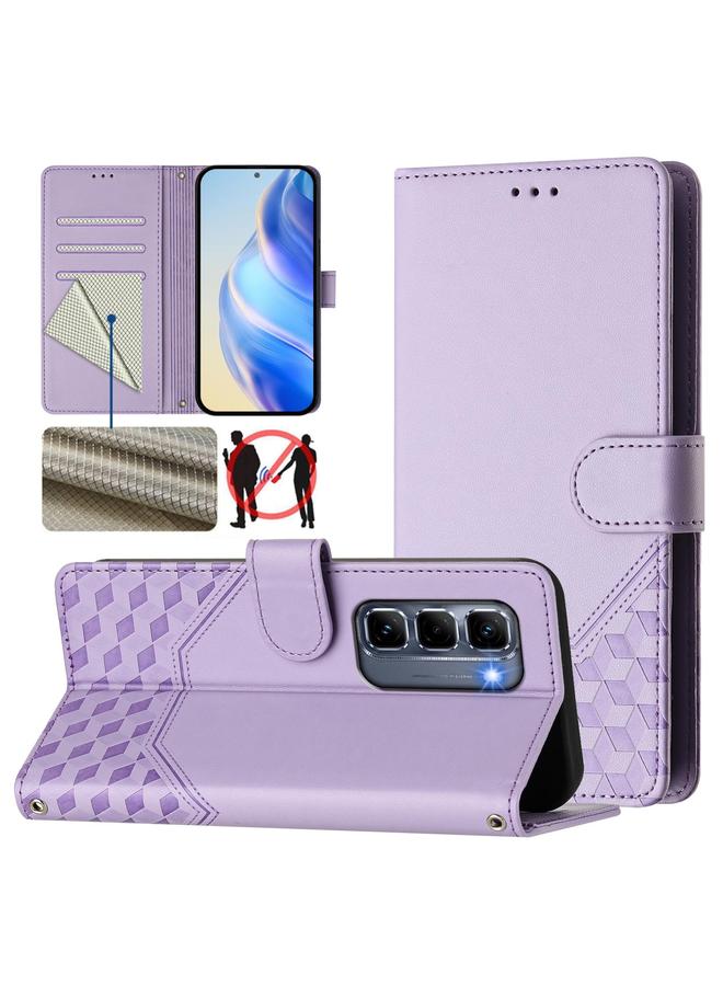 Zaboon Case For Infinix Hot 50 Pro+ 4G Honeycomb Embossing RFID Leather Phone Case - Image 1