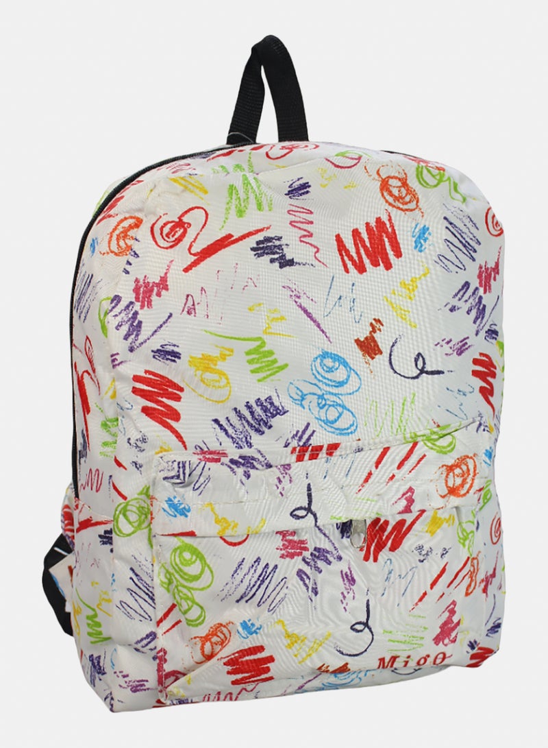 Migo Graffiti Style Backpack 16 Inches – White - Image 1
