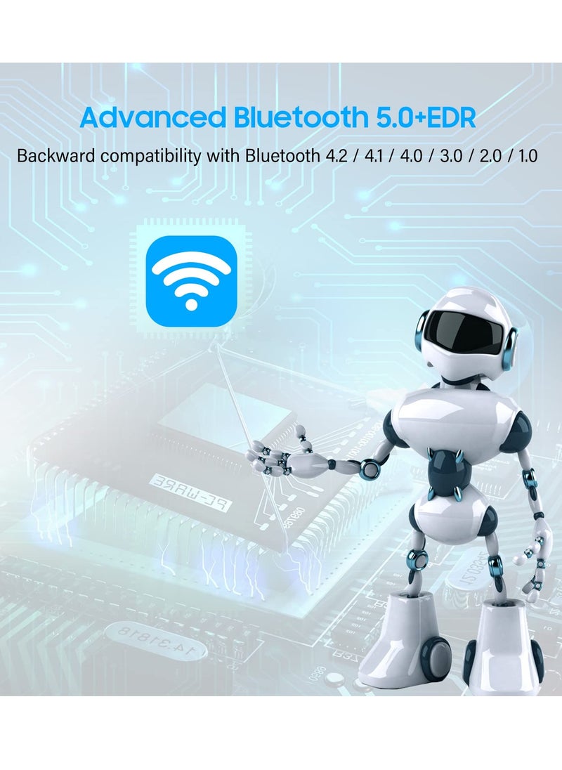 Excefore - USB Bluetooth Adapter, 2 Pcs Bluetooth 5.0 Transmitter Receiver 2 in 1 Wireless Bluetooth Converter Built-in 2 3.5mm Audio Bluetooth for TV, Home Stereo, Car Stereo, Headphones, Speakers, PC - Image 1