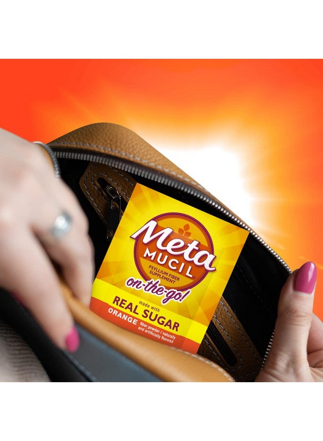 Metamucil On-the-Go, Daily Psyllium Husk Powder Supplement with Real Sugar, 4-in-1 Fiber for Digestive Health, Orange Smooth Flavored Drink, 2 pack x 30 count = 60 Packs Total - Image 3