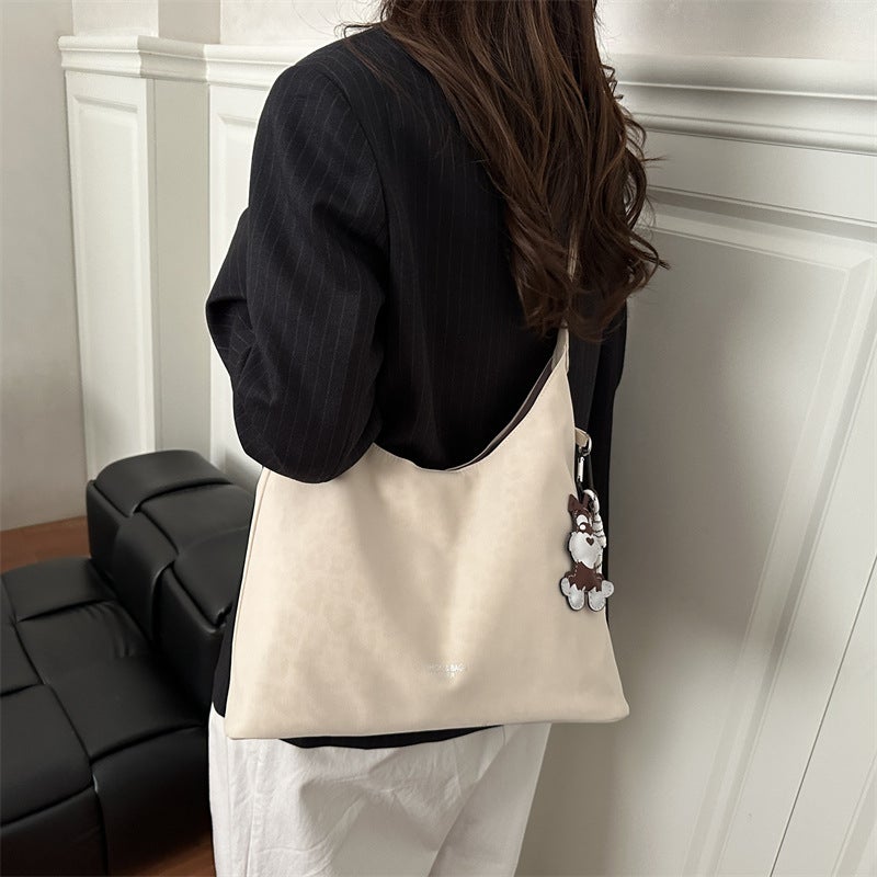Women's Suede Leopard Print Large Capacity Tote Bag Casual Commuter Shoulder Handbag - Image 3