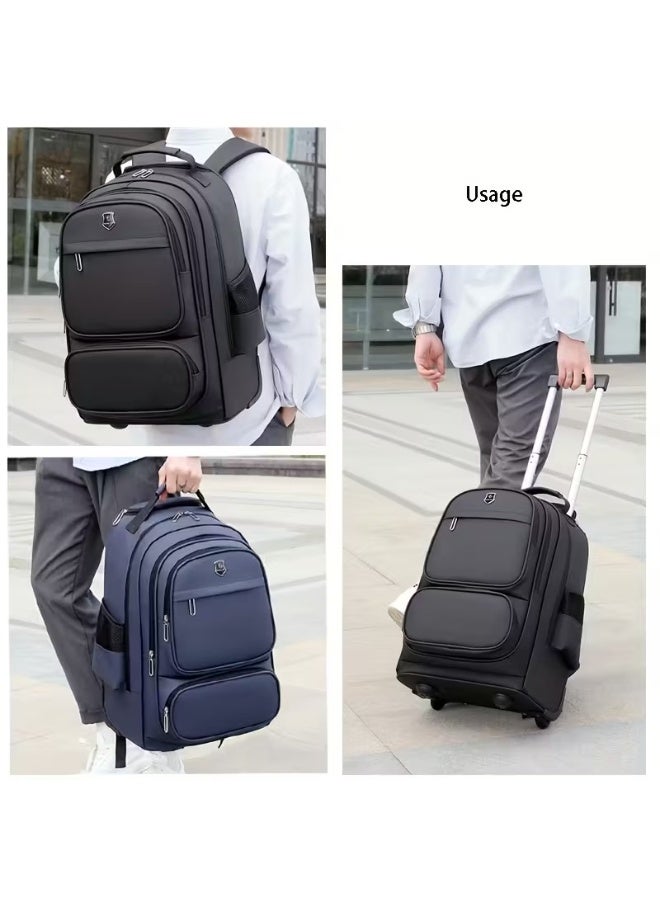 حقيبة ظهر بعجلات للسفر مزودة بمقبض قابل للسحب – مقاس 18 بوصة، مناسبة للأعمال والمدارس، للرجال والنساء، متعددة الجيوب، مقاومة للماء وقابلة للتحويل - Image 5