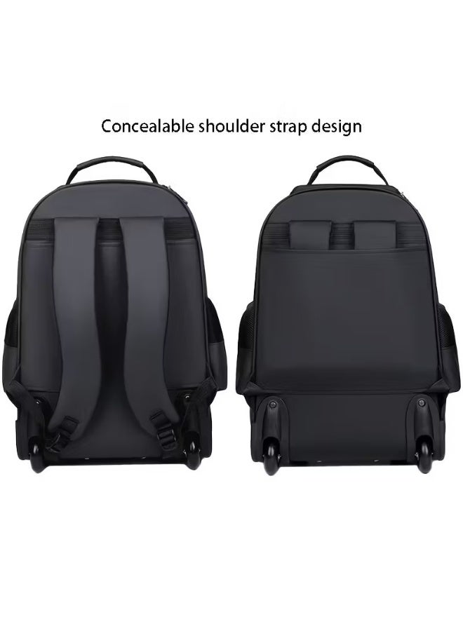 حقيبة ظهر بعجلات للسفر مزودة بمقبض قابل للسحب – مقاس 18 بوصة، مناسبة للأعمال والمدارس، للرجال والنساء، متعددة الجيوب، مقاومة للماء وقابلة للتحويل - Image 4