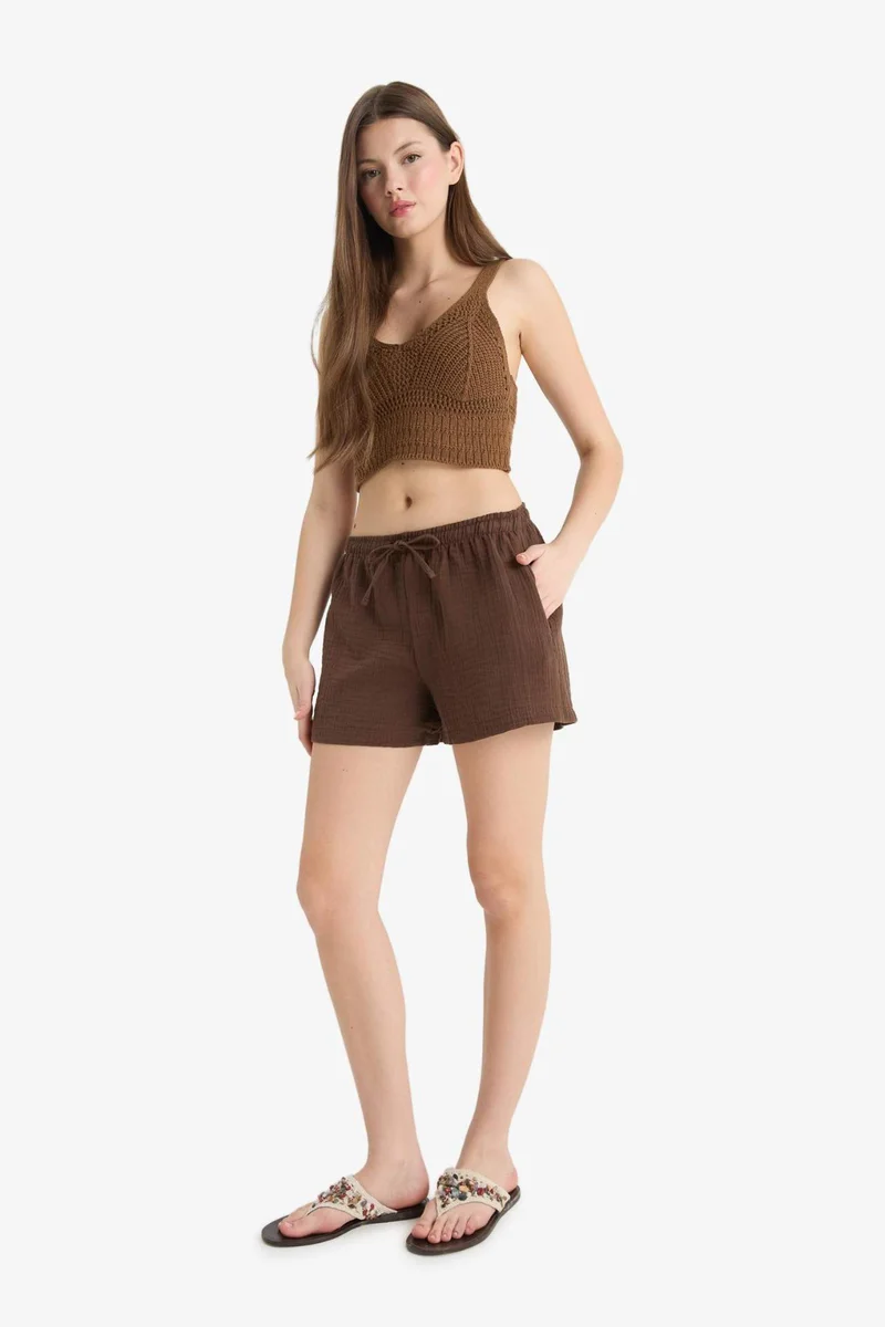 ديفاكتو A Cut Muslin Normal Waist Short Leg Shorts