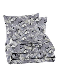 VAS COLLECTIONS VAS COLLECTIONS 350TC Glace Floral Cotton AC Comforter Set King Size Double Bed with 1 Flat bedsheet Two King Pillow Cover 4 Pieces Bedding Set 90x90 inch Grey 