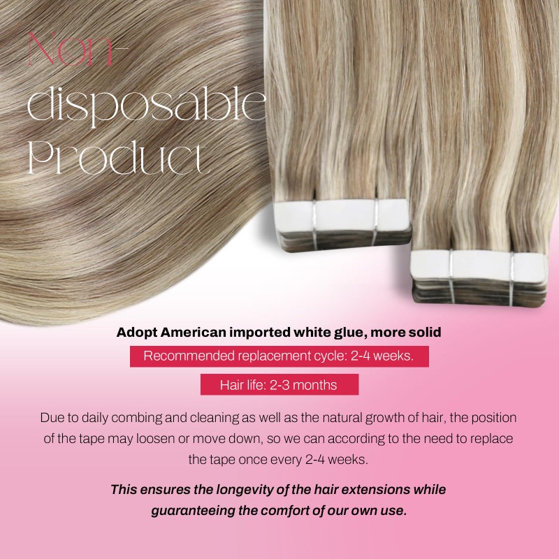 Moresoo Tape in Extensions Human Hair Highlighted Blonde Tape in Hair Extensions Light Brown Highlighted with Blonde Hair Extensions Real Human Hair Glue in Hair 22 Inch #P9A/60 20pcs 50g - Image 3