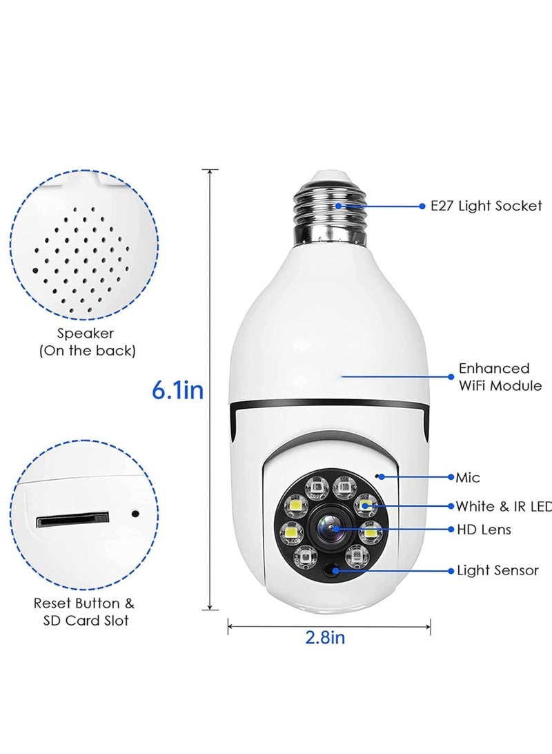 ELTRAZONE (7-PCS()WiFi Light Bulb Camera 360 Degree Wireless Outdoor Security Camera Home Surveillance Cam with 1080P Color Night Vision Human Motion Detection - Image 2