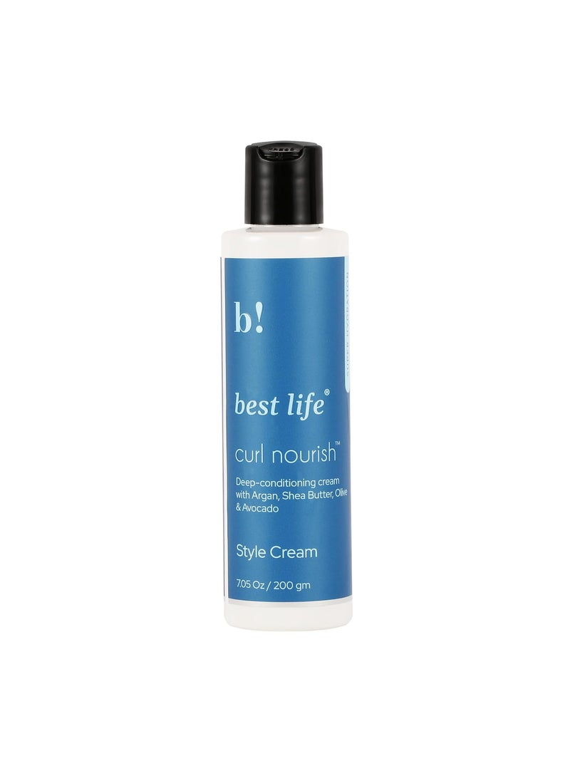 Best Life Best Life Curl Nourish Hydrating Style Cream For Dry, Frizzy, Wavy, Curly Hair | Reduces Frizz | Moisturises, Hydrates & Defines Curls 200g (Pack of 1) 