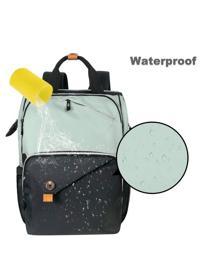 Hap Tim Diaper Bag Backpack,Large Capacity Travel Back Pack Maternity Baby Nappy Changing Bags, Double Compartments with Stroller Straps,Waterproof, Mint Green Black(US7340-GB) - Image 4