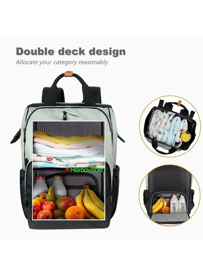 Hap Tim Diaper Bag Backpack,Large Capacity Travel Back Pack Maternity Baby Nappy Changing Bags, Double Compartments with Stroller Straps,Waterproof, Mint Green Black(US7340-GB) - Image 2
