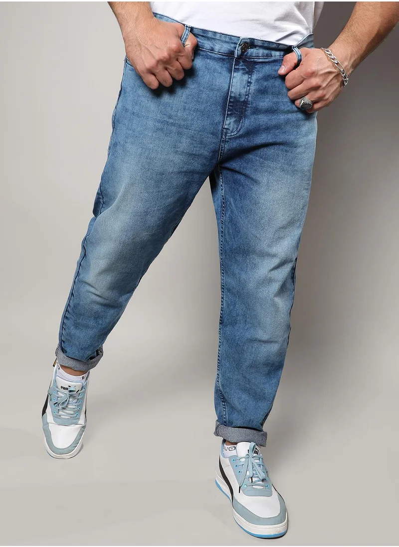 Instafab Plus Contrast Side Wash Denim Jeans