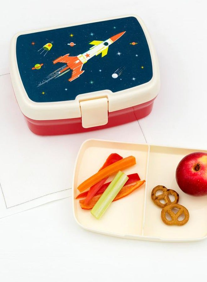 Rex London Space Age Lunch Box with Tray – Rocket and Space-Themed Lunch Box for Kids – Divided Food Tray for Easy Packing - Image 1