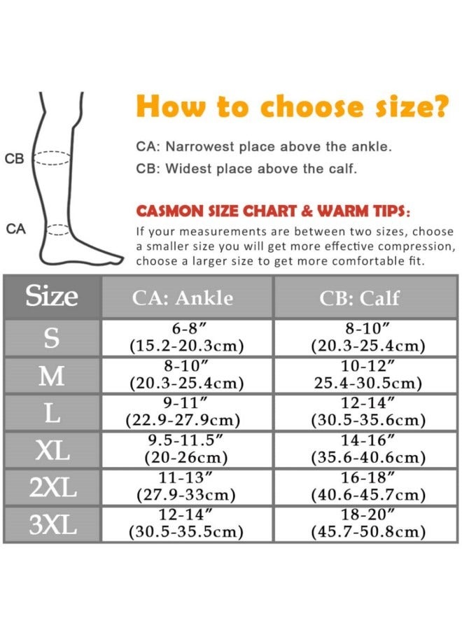 GGEROU جوارب ضاغطة بسحاب 15-20 مم زئبقي للنساء والرجال، زوجان من جوارب الضغط حتى الركبة، جوارب طبية مفتوحة لدعم أصابع القدم باللونين الأسود والبيج - Image 4