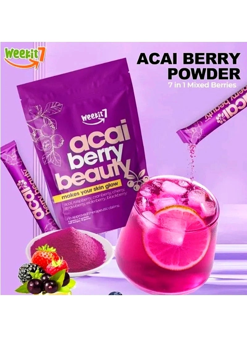 الأسبوع السابع جمال توت الآساي يجعل بشرتك متوهجة (آساي، توت العليق، توت بري، كرز، فراولة، توت البلسان، توت أسود) 5 غرام × 7 أكياس 35 غرام - Image 3