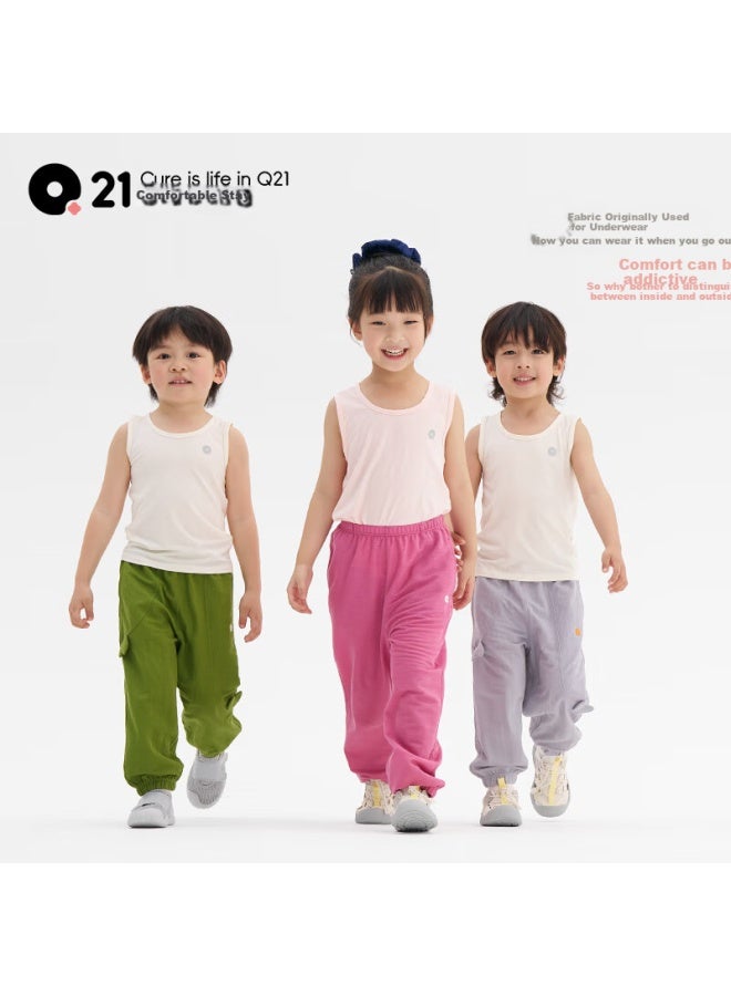 Q21 Moisture-wicking Children's Tank Top Antibacterial Summer A-class Two-pack Cheese Yellow Mornay Purple 130 - Image 5