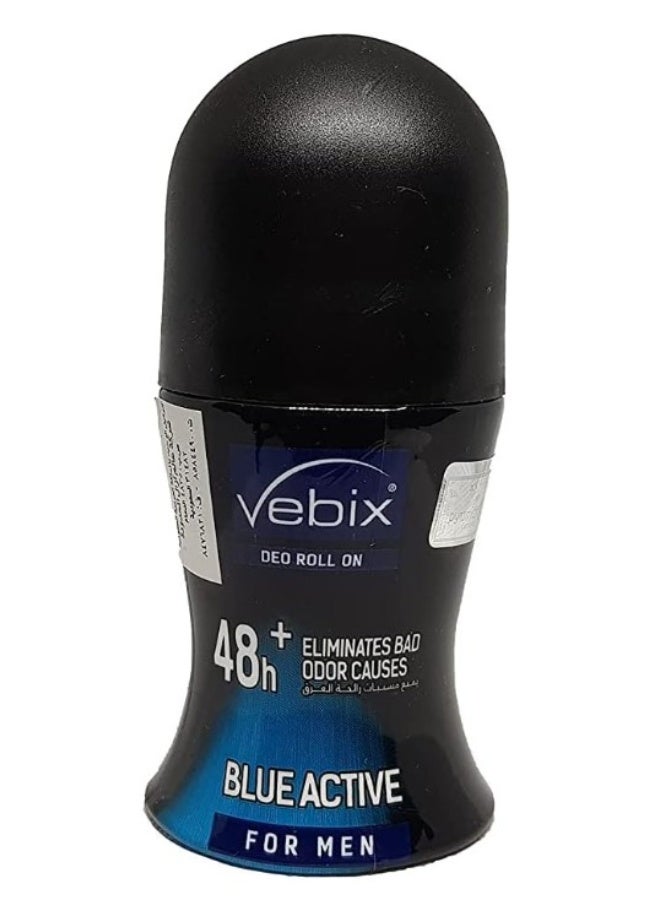 Vebix Roll-On Blue Active Male - 50ML | Long-Lasting Freshness & Odor Protection for Men