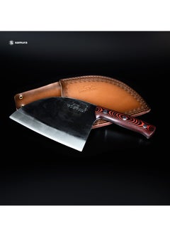 Samura Samura Mad Bull Serbian Chef’s Knife Black Handle | 7 Inch Handle | Durable | AUS-8 Hammered Stainless Steel | G-10 Handle Material | Hand Forged | Precison Cutting  - Image 5