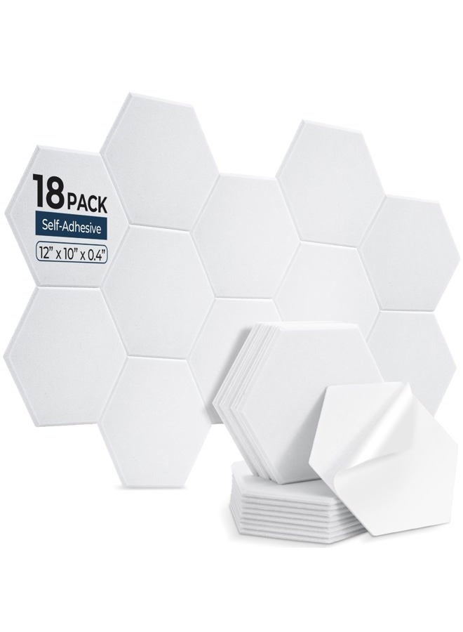 AUSLET 18 Pack Hexagon Acoustic Panels - High-Density Soundproof Wall Panels, 12" x 10" x 0.4" Self-Adhesive Acoustic Wall Panels for Home, Studio, Office (White) - Image 1