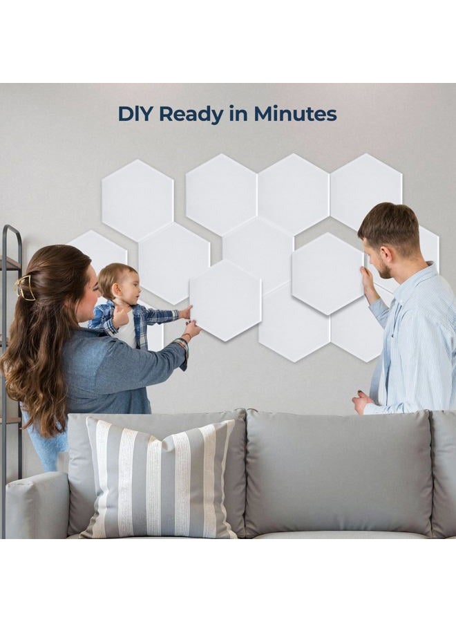 AUSLET 18 Pack Hexagon Acoustic Panels - High-Density Soundproof Wall Panels, 12" x 10" x 0.4" Self-Adhesive Acoustic Wall Panels for Home, Studio, Office (White) - Image 4