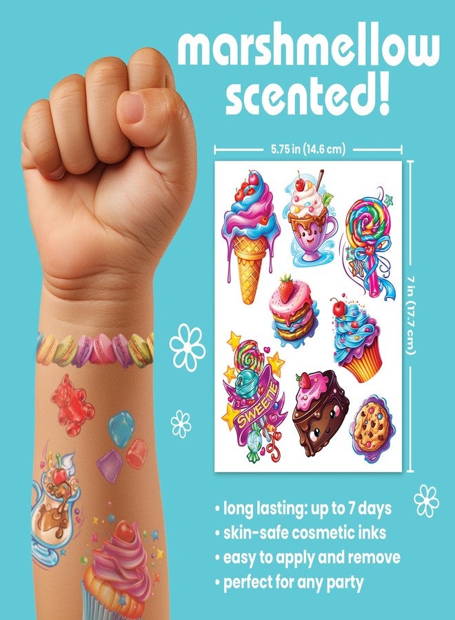 SAVVi 50 Sweet Tooth Temporary Tattoos: Marshmallow Scented, Skin-Safe Ink, Great for Birthday Parties, Gifts for Boys and Girls Ages 4-12+, Made in the USA [6 sheets, 50 count] - Image 3