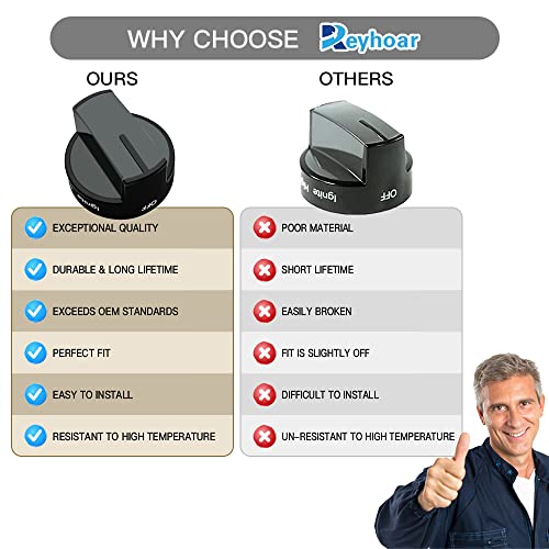 Reyhoar W10339442 Gas Range Knob Black Replacement Part for Whirlpool Range/Stove/Oven- Replaces WPW10339442, PS3507188 (1 Pack) - Image 5