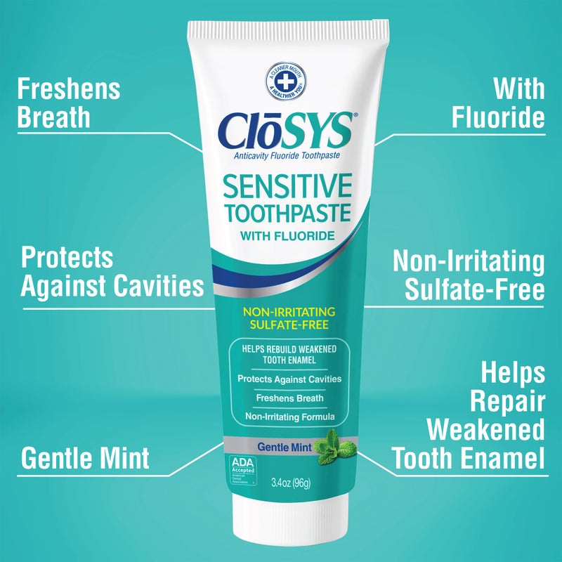 CloSYS Fluoride Toothpaste, 3.4 Ounce, Travel Size, Gentle Mint, TSA Compliant, Whitening, Enamel Protection, Sulfate Free - Image 2