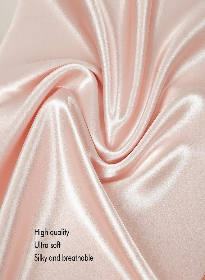 KISMETICS - Vegan Silk Sleep Set, Vegan Silk Pillowcase with Large Scrunchie and Eye Mask for Hair and Skin, Self Care Essential Satin Night Routine Kit (Light Pink Color) - Image 4