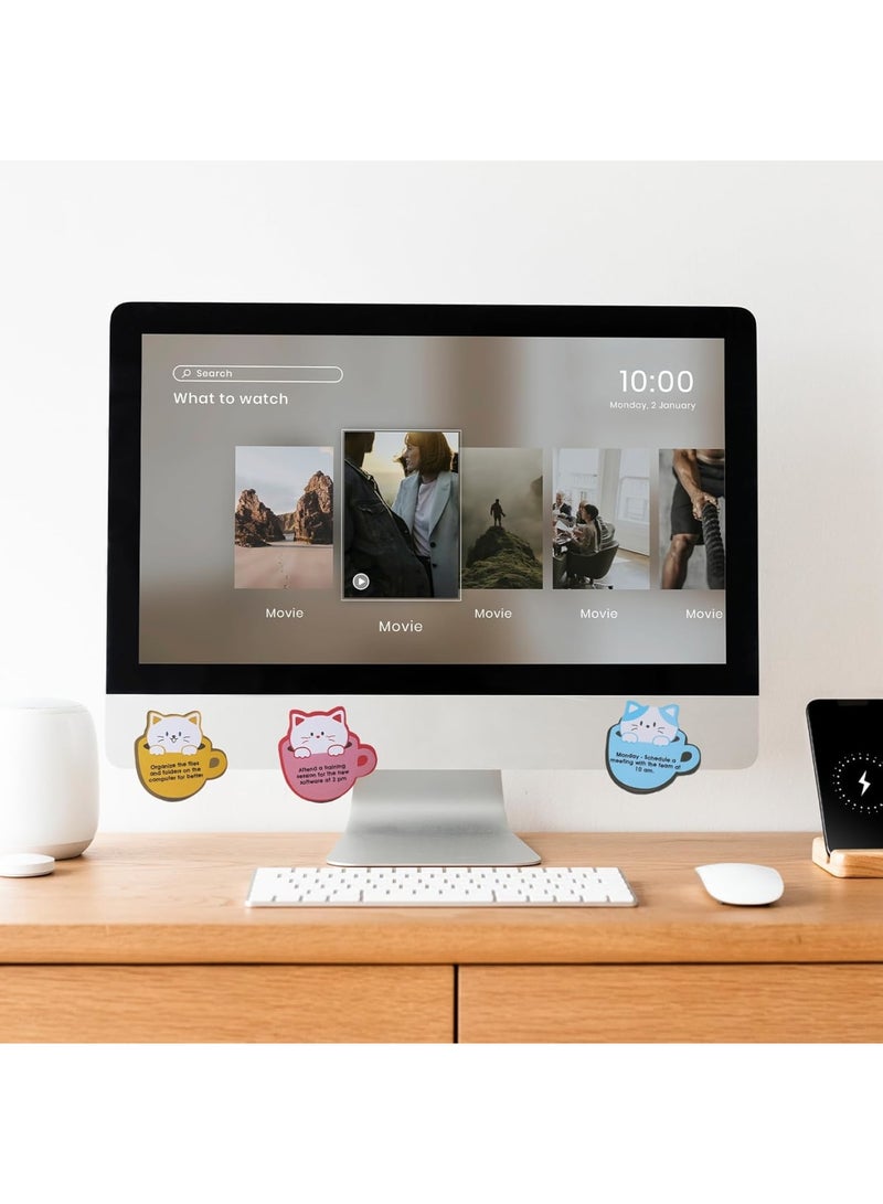 SOLARAE ملاحظات لاصقة، مجموعة ملاحظات لاصقة على شكل قطة، 16 حزمة ملاحظات كرتونية لاصقة ذاتية للمكتب والمدرسة والمنزل، دفاتر ملاحظات للطلاب، هدايا لزملاء الغرفة، لوازم تبويب - Image 2