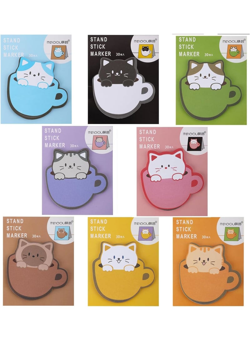 SOLARAE ملاحظات لاصقة، مجموعة ملاحظات لاصقة على شكل قطة، 16 حزمة ملاحظات كرتونية لاصقة ذاتية للمكتب والمدرسة والمنزل، دفاتر ملاحظات للطلاب، هدايا لزملاء الغرفة، لوازم تبويب - Image 1