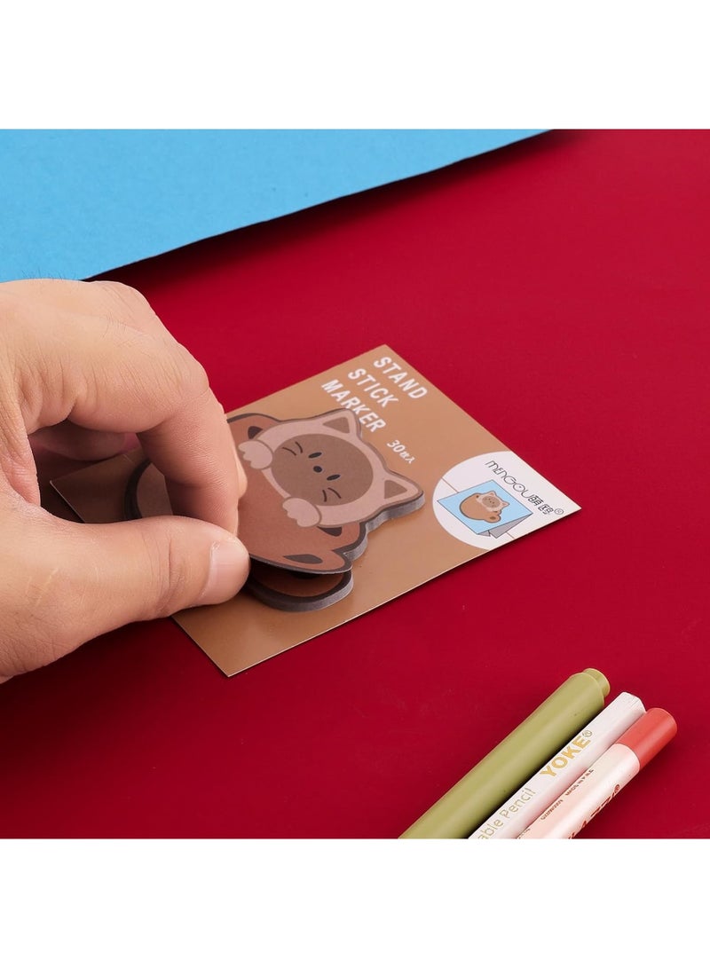 SOLARAE ملاحظات لاصقة، مجموعة ملاحظات لاصقة على شكل قطة، 16 حزمة ملاحظات كرتونية لاصقة ذاتية للمكتب والمدرسة والمنزل، دفاتر ملاحظات للطلاب، هدايا لزملاء الغرفة، لوازم تبويب - Image 3