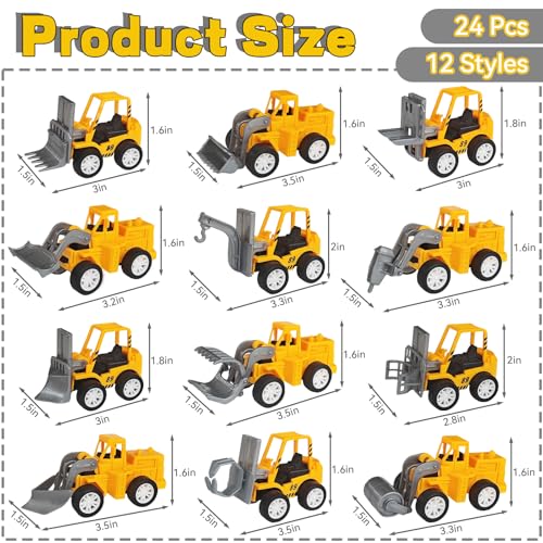 OJYUDD 24 Pcs Mini Construction VehiclesPull Back Engineering VehiclesPlay Figure Vehicles Toys for Birthday Party FavorsGiftsRewards - Image 5
