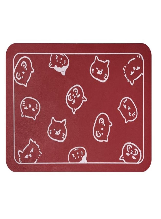YCT Cat Food Mat, Cat Mat for Food and Water, Pet Feeding Mat, Non-Slip Super Absorbent, with Multiple cat Heads Logo, 18.1 x 11.8 inches, Red
