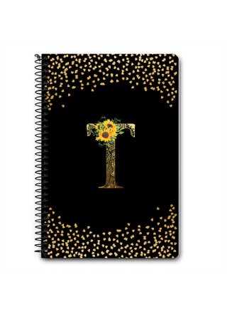 Designer A5 Spiral Notebook Memo Notepad Journal - Custom Monogram Initial Letter Mandala Floral Pattern Alphabet - T - Black - pzsku/Z68DD11916D31A1B86DA0Z/45/_/1676547630/19239a37-69d4-40d3-8473-96724ca1d49e