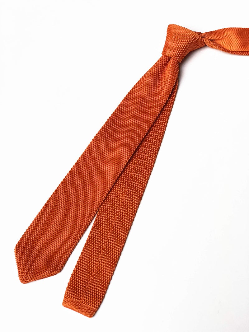 Secdtie Men Boys Woven Silk Solid Orange Summer Skinny Tie Slim Plain Necktie 027 - Image 4