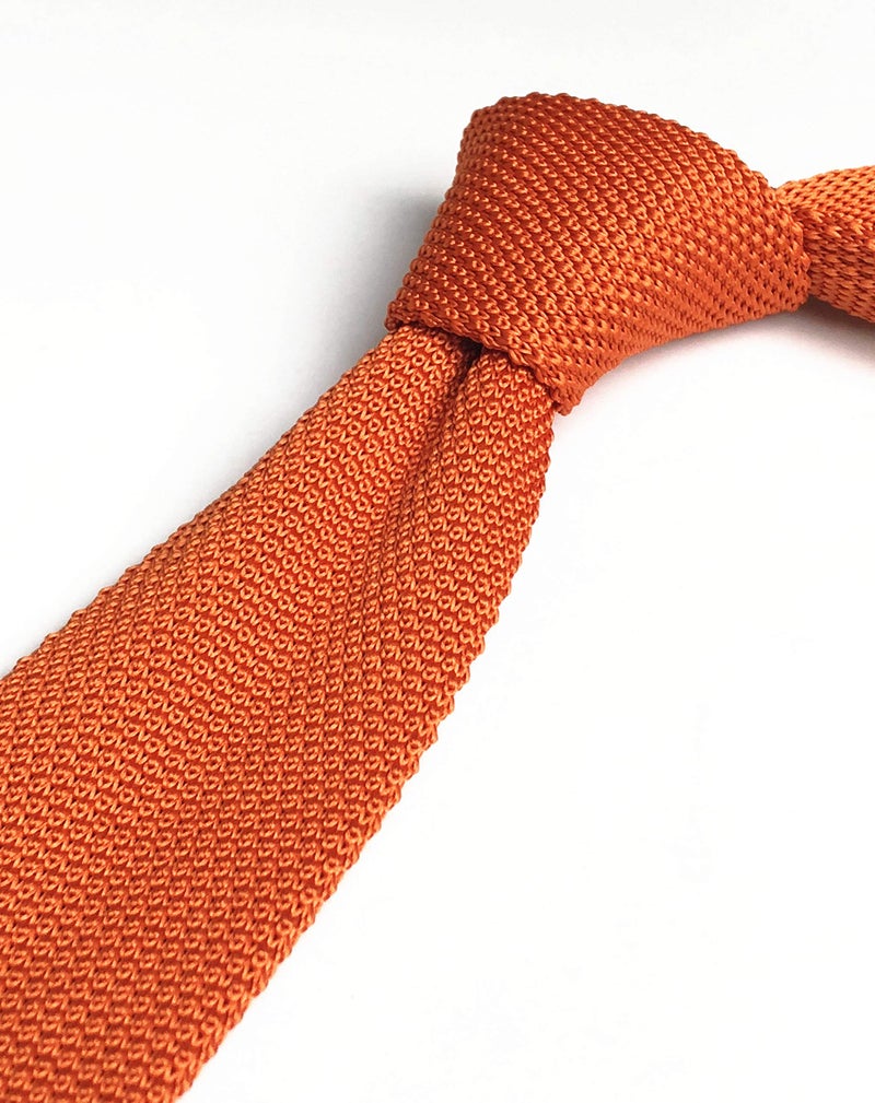 Secdtie Men Boys Woven Silk Solid Orange Summer Skinny Tie Slim Plain Necktie 027 - Image 2