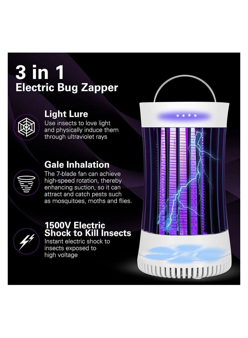 كابتن تيك صاعق حشرات كهربائي ، USB قابل لإعادة الشحن داخلي خارجي لقاتل الناموس مصباح مع مروحة ، قاتل حشرات كهربائي محمول للمنزل ، التخييم ، البعوض ، الفناء الخلفي ، الفناء - Image 2