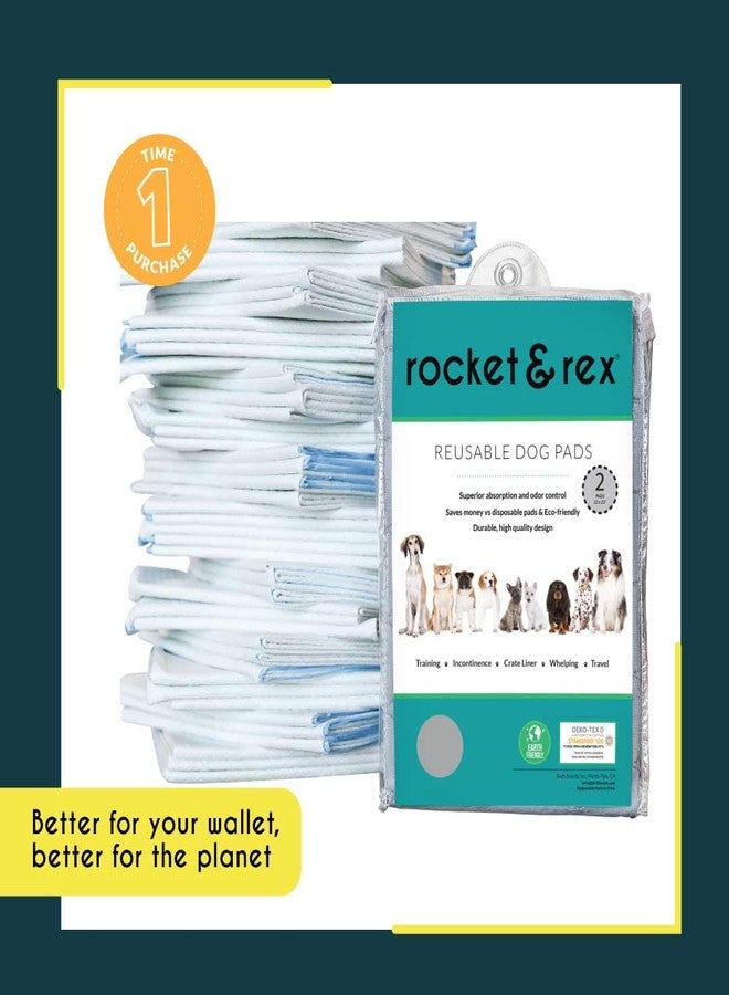rocket & rex Premium Washable Pee Pads for Dogs, Waterproof & Reusable Puppy Pads for Potty Training, Whelping, Lining Crates & More, Guaranteed for up to 300 Washes, 22" x 22" (Pack of 2) - Image 3