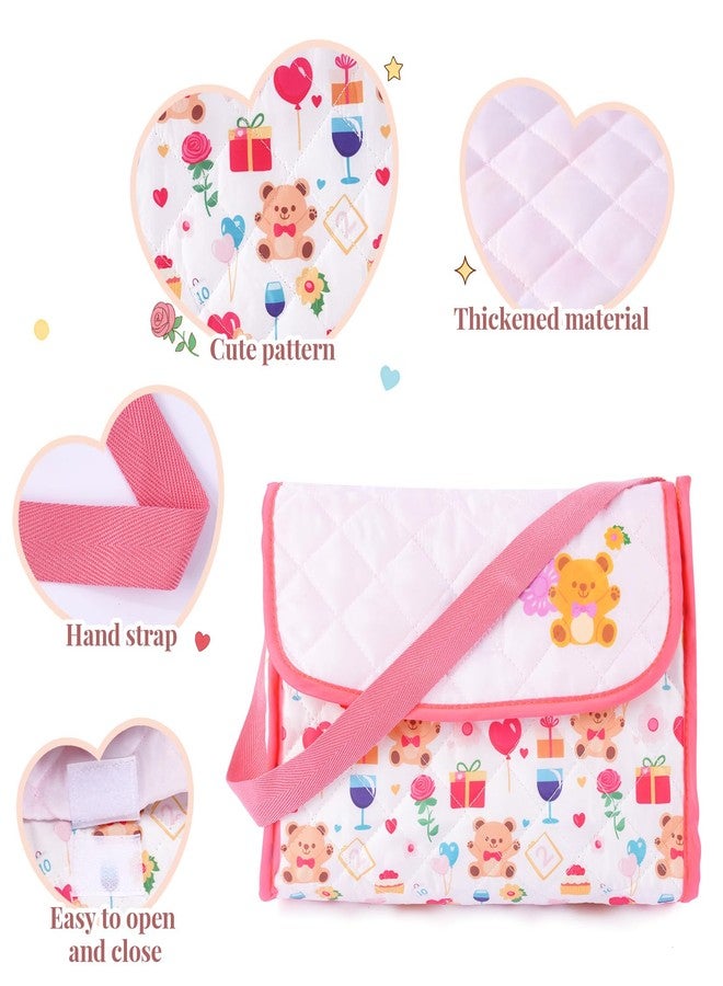 BABESIDE مجموعة إكسسوارات دمية الأطفال حديثي الولادة من بابسايد، 6 قطع، مناسبة للدمى من 17 إلى 22 بوصة، تتضمن حقيبة طعام وحفاضات مع مريلة وزجاجة رضاعة وحفاضات ووسادة تغيير، هدية لعبة للبنات (الدمية غير متضمنة). - Image 3