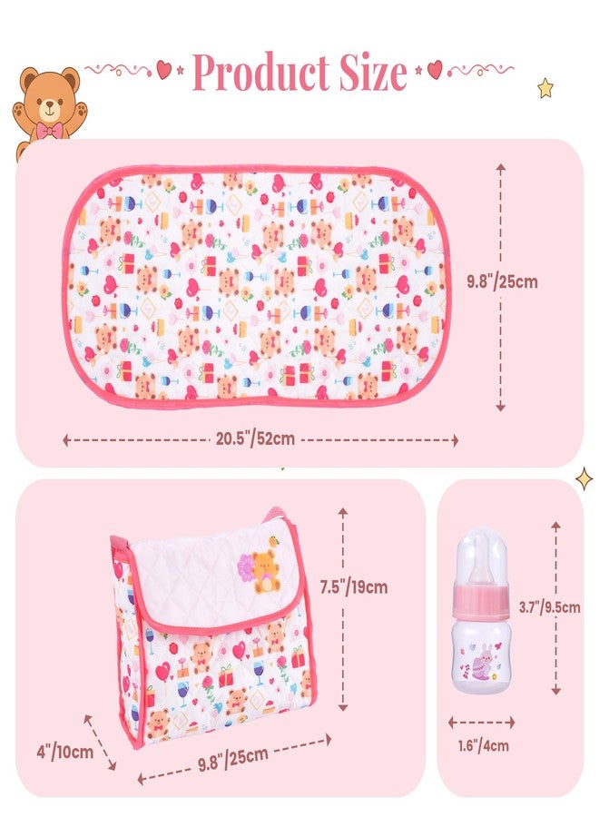 BABESIDE مجموعة إكسسوارات دمية الأطفال حديثي الولادة من بابسايد، 6 قطع، مناسبة للدمى من 17 إلى 22 بوصة، تتضمن حقيبة طعام وحفاضات مع مريلة وزجاجة رضاعة وحفاضات ووسادة تغيير، هدية لعبة للبنات (الدمية غير متضمنة). - Image 4