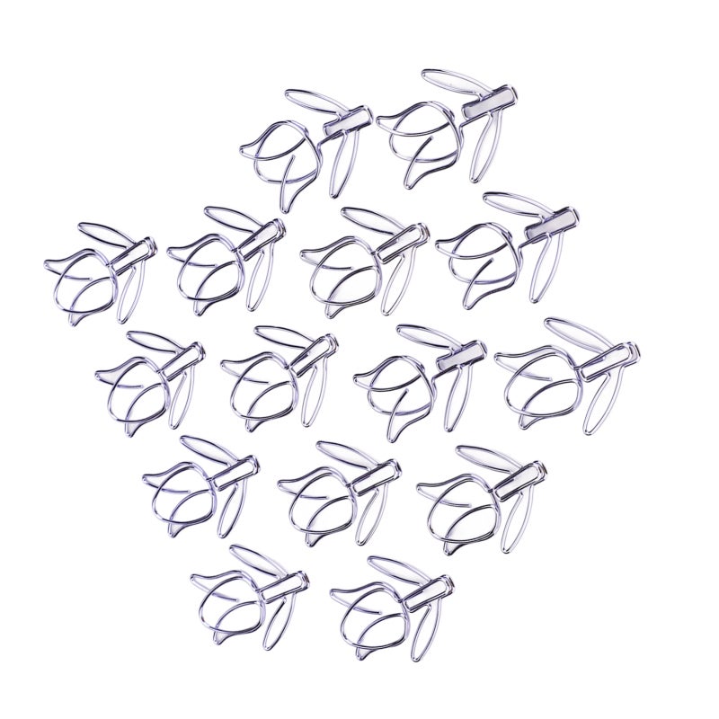 Tulip Paper Clips 50 Pieces Durable Rustproof Metal - Cute Purple Tulip Shape Flower Clips for Paper Organization, Bookmark, Study and Work - Image 2