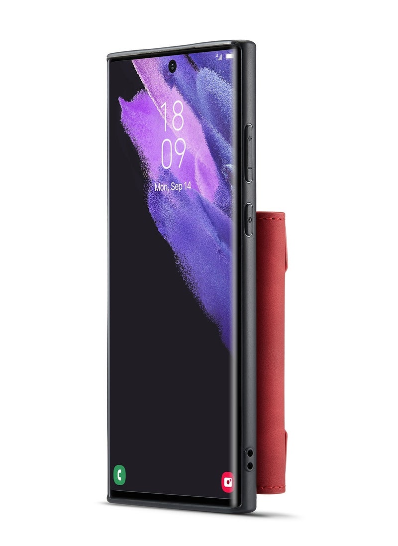 DGMING Wallet Case for Samsung Galaxy S23 Ultra, DG.MING Premium Leather Phone Case Back Cover Magnetic Detachable with Trifold Wallet Card Holder Pocket for Samsung Galaxy S23 Ultra (Red)  - Image 5