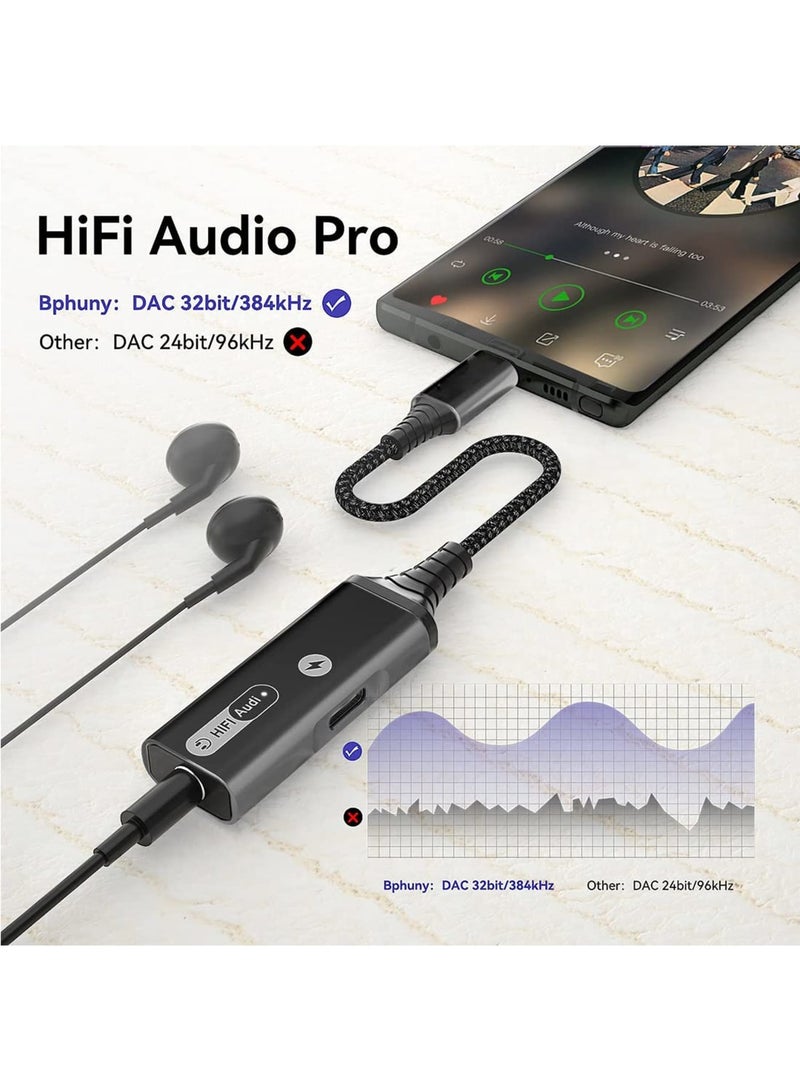 SYOSI USB C to 3.5mm Headphone and Charger Adapter, Type C Headphone Adapter, 2-in-1 USB C to AUX Mic Jack with PD 60W Fast Charging, Compatible with Samsung Galaxy S22/S23 Ultra/Note20, Pixel 6, iPad Pro - Image 3