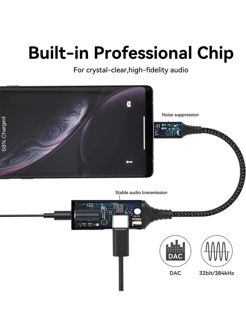 SYOSI USB C to 3.5mm Headphone and Charger Adapter, Type C Headphone Adapter, 2-in-1 USB C to AUX Mic Jack with PD 60W Fast Charging, Compatible with Samsung Galaxy S22/S23 Ultra/Note20, Pixel 6, iPad Pro - Image 4