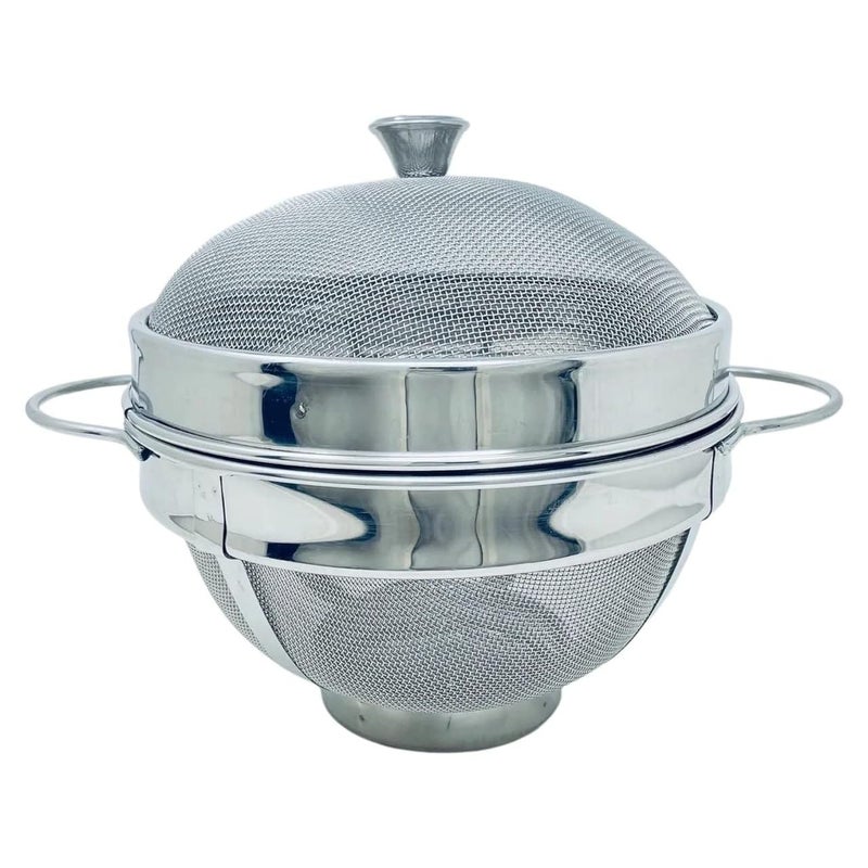 DARKNESS Stainless Steel Fruits Vegetables Basket with Lid Suitable for Dining Table Decor and Kitchen Silver 12 INCH - Image 5