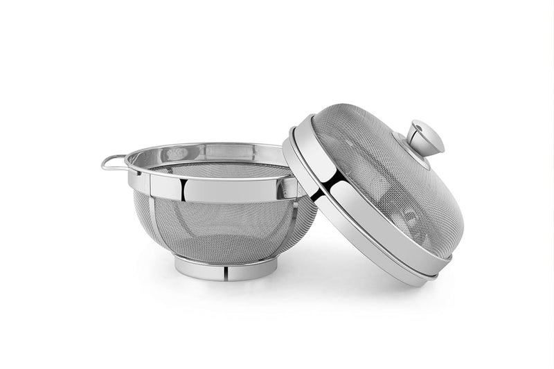 DARKNESS Stainless Steel Fruits Vegetables Basket with Lid Suitable for Dining Table Decor and Kitchen Silver 12 INCH - Image 3
