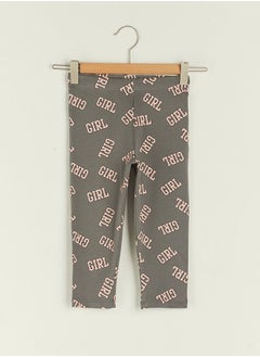 Girl's Long Leggings With Elastic Waist Printed Cotton