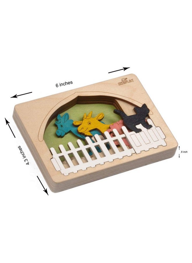 Ekoplay Farm Animals Multilayered Wooden Puzzles For Kids | 6 Piece Jigsaw Puzzle For Preschool Kids | Learning Educational Toys Gifts For Boys Girls 3+ Years - Image 2