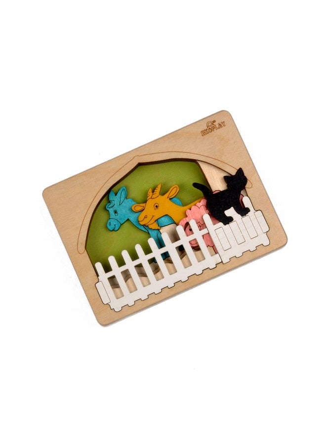 Ekoplay Farm Animals Multilayered Wooden Puzzles For Kids | 6 Piece Jigsaw Puzzle For Preschool Kids | Learning Educational Toys Gifts For Boys Girls 3+ Years - Image 5