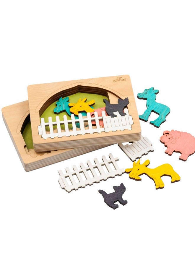 Ekoplay Farm Animals Multilayered Wooden Puzzles For Kids | 6 Piece Jigsaw Puzzle For Preschool Kids | Learning Educational Toys Gifts For Boys Girls 3+ Years - Image 3